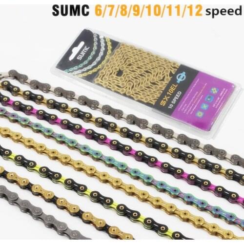SUMC MTB Mountain Bike Chain 8/9/10/11/12 Speed Hollow Bicycle Chains 24/27/30 Speed 116L Folding Road Bike Cycling Parts