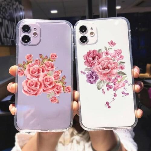 Zororong Pink roses illustration Watercolor painting Flower Phone Case For iPhone 12 Mini 11 Pro XS Max X XR 7 8 Plus