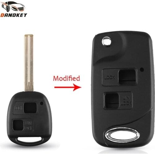 Dandkey 2 Button Flip Remote Key Fob Case Cover Shell For Toyota Land Cruiser For Lexus GX470 RX350 ES300 RX300 TOY48 Blade