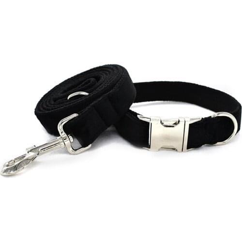 Black Velvet Dog Collar and Leash Soft & Comfy Gift for Small or Large Dog