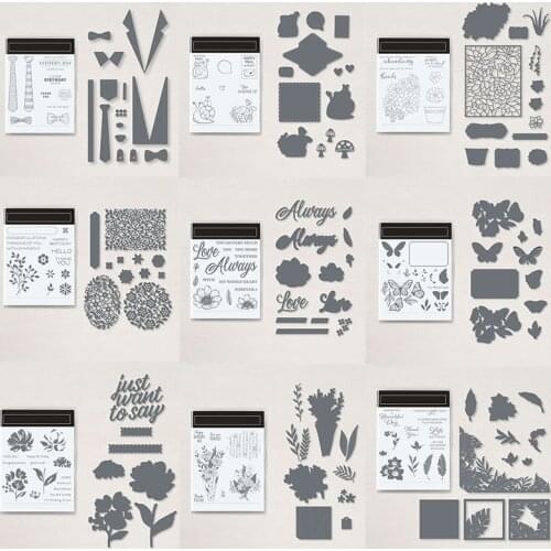 Blooming Flowers Butterflies Cutting Dies & Coordinating Stamp for Diy Scrapbooking Craft Embossing Stencil Die Cut Card Make