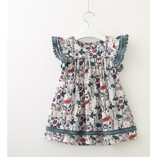 Childrens Clothing European American Style Summer Girls Floral Dress 2021 New Baby Fashion Summer Childrens Skirt