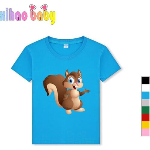 Kids Shirts T-Shirt for Childrens Children Girls Boys a Boy Shirt Child Kids Squirrel Print Cotton Cartoon Tops Kid Clothing