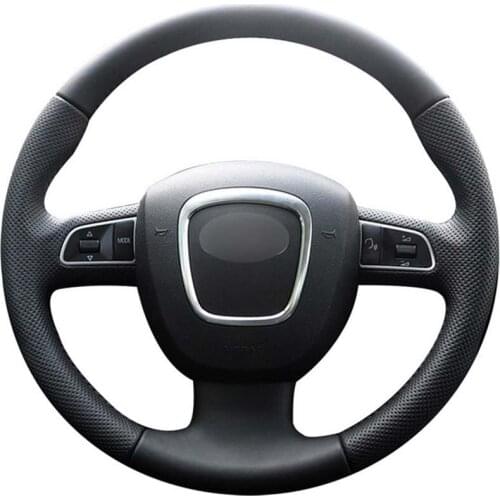DIY Sewing-on PU Leather Steering Wheel Cover Exact Fit For Audi A4 B8 08-10 A5 08-2010 A6 C6 2007-2011 A3 2008-2013