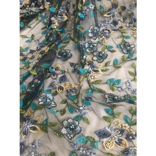 French Lace Fabric High Quality Lace With Beads Latest African Embroidery Tulle Lace Fabric Nigerian Lace L-2986816 For Wedding