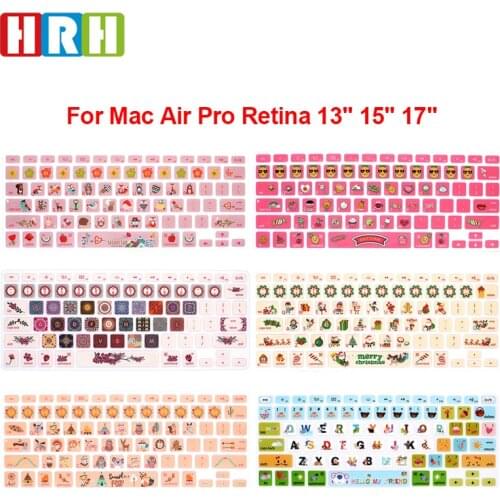 HRH Stylish Cartoon Fonts Silicone Keyboard Covers Keypad Skin Protector For Macbook Air Pro Retina 13 15 17 English Version