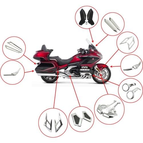 Chrome for honda GoldWing GL1800 18-20 windshield Fog lights brake light Shock Absorbers frame Fender Accent Decoration Trim