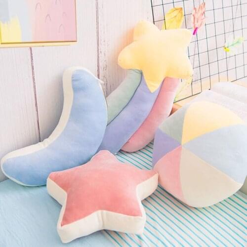 INS Colorful Rainbow Crown Pillow Candy Color Cloud Star Moon Plush Pillow Cushion Sofa Home Decor Pillow Toy