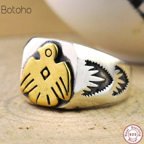 Men Women Ring 100% 925 Sterling Silver colour Jewelry Fashion Fine Jewelry Japan Feather Eagle Adjustable Ring Brand jewelry