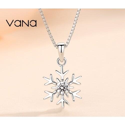 VANA Snowflake Necklace for Women 925 Sterling Silver Necklace Set with SWAROVSKI Cubic Zirconia