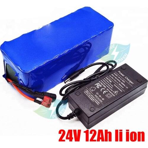 24v 12ah li ion battery pack long size 24v 12ah BMS for 24v 250w 350w motor electric bike battery bicycle scooter + charger