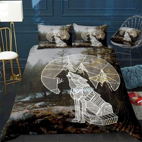 Snowy fog wolf Bedding Set For Bedroom Soft Bedspreads For Double Bed Home Duvet Cover Quality Quilt Cover+Pillowcasex2