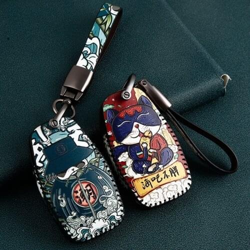 Leather Car Key Case Cover For Geely Coolray Atlas Boyue NL3 Emgrand X7 EX7 SUV GT GC9 Borui