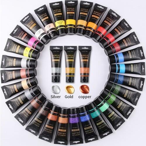 75ml Acrylic Premium Paint 30 Colors Artist for Cavas,Wood,Rock,Painting,Ceramic Beginner Art Drawing Supplies