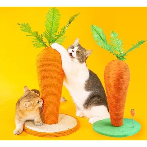 Cute Carrot Pet Cat Tree Toys with Ball Scratching Post for Kitten Climbing Home Decoration Protecting Furniture Pet Accessories