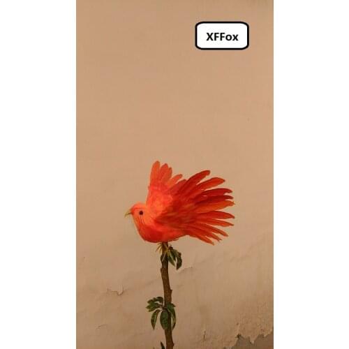Cute simulation orange Bird model foam&feather real life wings bird doll gift about 12x15cm xf1162