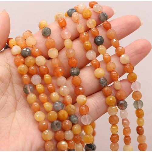 Natural Semi-precious Stone Oblate Section Beads Rutilated Quartz 6mm For DIY Necklace Earrings Accessories Gift Length 38cm