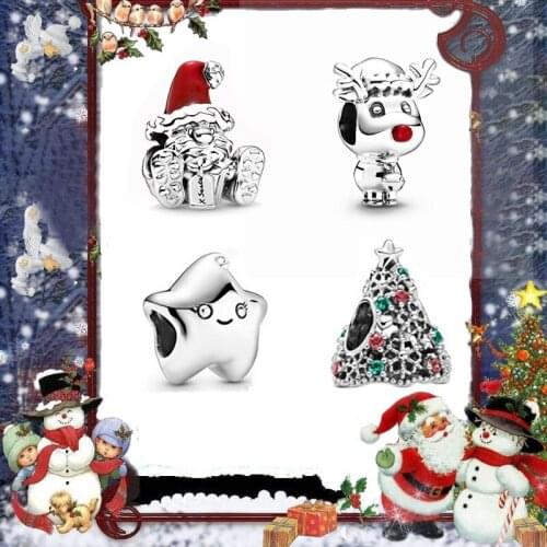 Hiver 2020 Nouveau Style 100% Argent 925 Nez Rouge Renne Santa Bijoux De Bricolage Adaptes Aux Bijoux De Mode Bracelet Original