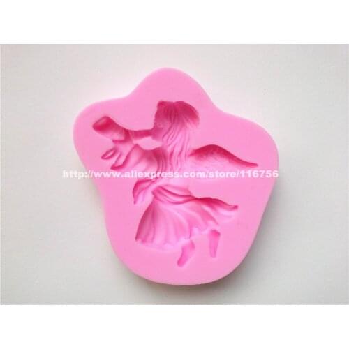 New! Free Shipping A Girl With A Horn Shaped Silicone Mold Cake Decoration Fondant Cake 3D Mold Food Grade Silicone Mould 236