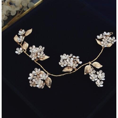 Soft Handmade Flower Brides Barrettes Hairbands Leave Bridal Hairpin Headbands Wedding Hair Accessory