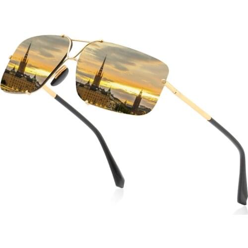 Brand Designer Sunglasses for Men Retro Luxury Rimless Eyewear Polarized Driving Mirror Pilot Classic Male Eyewear Gafas De Sol