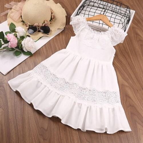 KEAIYOUHUO 2021 Children Elegant Princess Dresses Sleeveless Summer A-Line Girls Lace Dress Party Dress For 2-6 Year Baby Girls