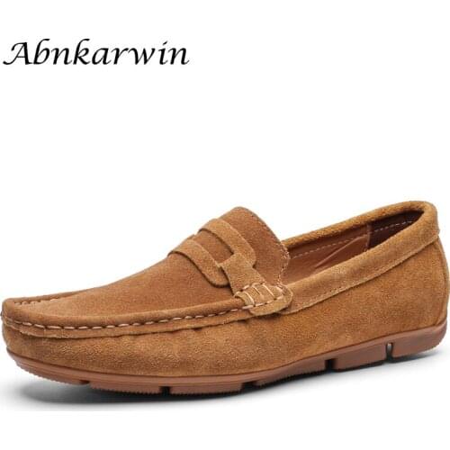 Autumn Summer Slip On Shoes Men Suede Loafers Driving Casual Leather Mocassin Homme Moccasins Loafer Lofer
