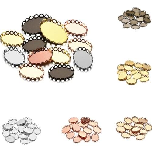 20pcs/Lot 13/18mm Metal Oval Cabochon Base Setting Charms Pendant Blank Tray Bezel DIY Handmade for Jewelry Making Necklace Tool