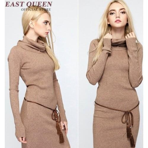Sweater dress female winter ladies women long jumper warm knitted dresses Korean style winter dresses women 2018 KK1332 H