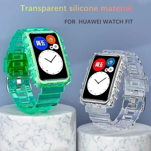 Transparent Sport Strap For HUAWEI Watch Fit Crystal Clear Replacement Band With Rugged Bumper Case Watch Fit Accessories