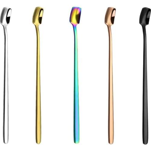 Mixing Stirring Spoon for Coffee Cocktail Beverage Drink Stirrer Sticks Iced Tea Spoons Long Handle Set of 5 Colors