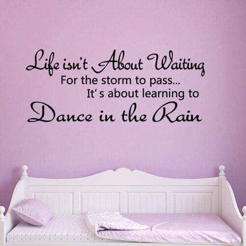 74cm X 180cm Modern Quotes Dance In The Rain Sentences Wall Sticker Girls Room Decoration For Kids Nursery Decor Decal Mural