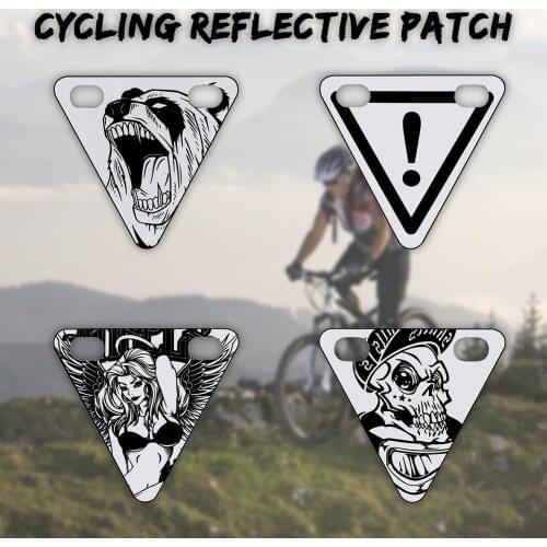 Cyling Triangle Reflective Stickers Sign 2.6"x2.5" Tiny Reflector with Hanging Holes and Magnets for Outdoor Runing