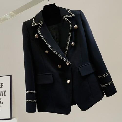 Double Breasted Blazer for Women Waist Tight Casual Temperament New Design Lady White Blazer Suit Jacket Coat