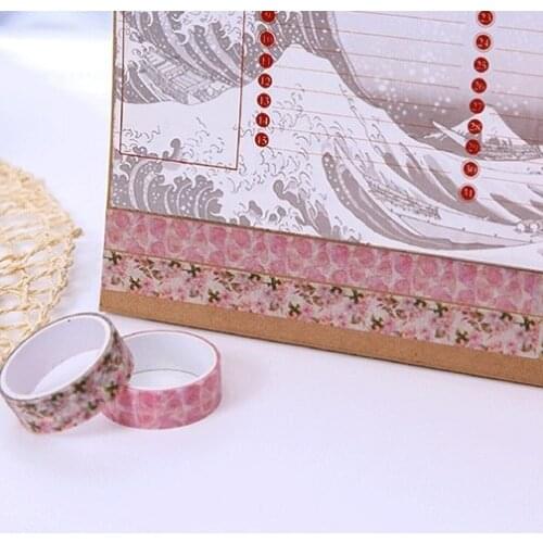 1.5cm 3m 2 style 2 pcs pink flower love design Adhesive DIY Scrapbook Sticker Label Masking home decor