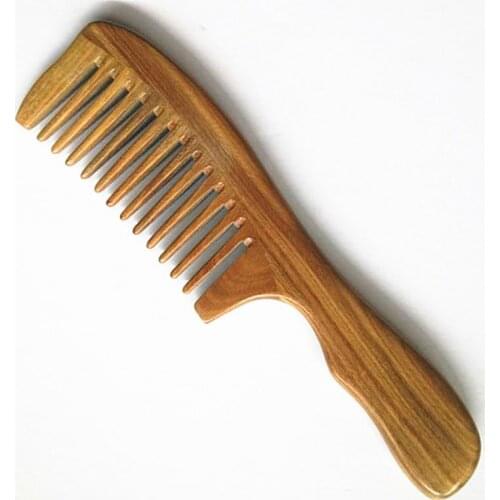 1pcs Handmade Fine Tooth No Static Green Sandalwood Pocket Hair Beard Mustache Comb Beauty Hair Combs Care Maquiagem Beauty