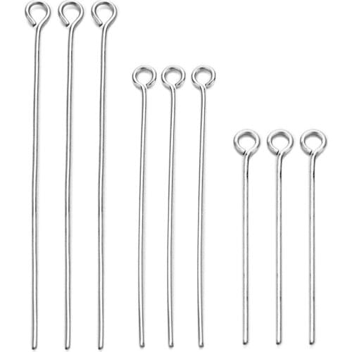 100pcs/lot 30mm 40mm 50mm Long Silver Stainless Steel Eye Head Pin Needles for Earrings Necklaces Bracelets Jewelry Making