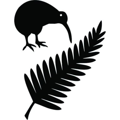 11.4*15CM Kiwi Bird And New Zealand Fern Vinyl Car Stickers Creative Car Styling Decal Black/Silver S1-2427