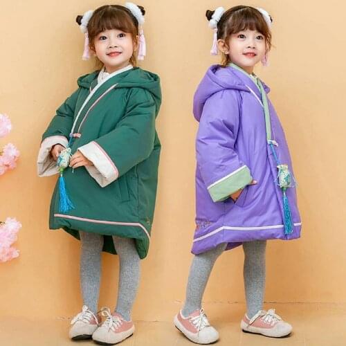 2019 China HanFu Cute Newborn Baby Girls Clothes Autumn Winter Warm Hooded Parkas Coats For 3-12Yrs Toddler Girls Outerwear