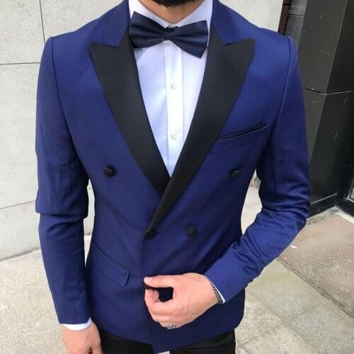 2020 New Blue Blazer Mens Wedding Groom Elegent Formal Jacket Slim Fit Prom Dress Business Jacket Notch Lapel Suits Tuxedo