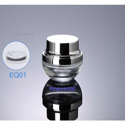 300pcs/lot Newest 20g 20ml High Grade Glass Cream Jar Clear with silver Color For Cosmetic Packaging EQ01