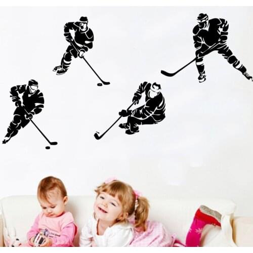 4 movable hockey player vinyl wall stickers home Sports Art Mural wall decals decorative stickers F-137