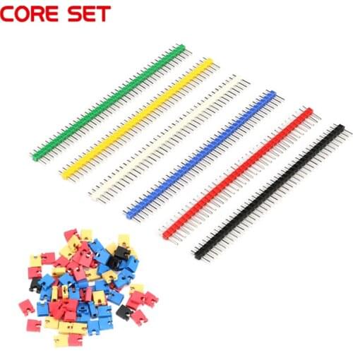 70pcs/lot 2.54mm 1*40 Pin Single Row Male Breakable Pin Header Connector Strip & Jumper Blocks for Arduino Colorful 2.54mm 1x40
