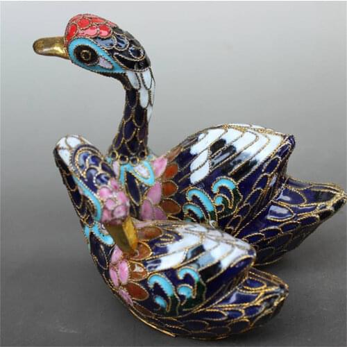 Colección de sabor antiguo de estilo chino esmalte antiguo de color cloisonne y Pato Mandarín dorado