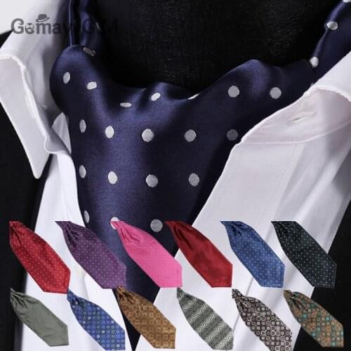 Ascot Tie Cravat Luxury Mens dots Neck Tie Self Tie for Men Wedding Necktie