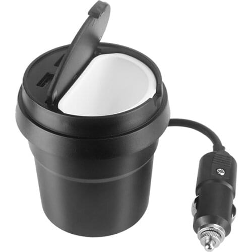 Car Charger Cup Holder Dual Cigarette Lighter Sockets Power Adapter with Dual USB Ports and ash tray for iPhone 4/5/6/6S Plus