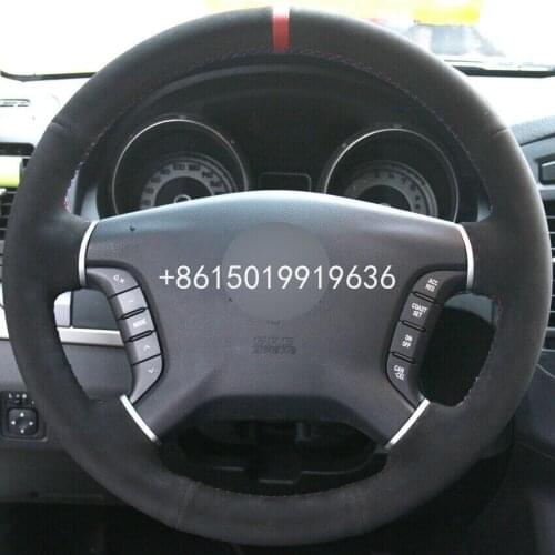 Black Suede Hand-stitched Car Steering Wheel Cover for Mitsubishi Pajero 2007-2014 Galant 2008-2012