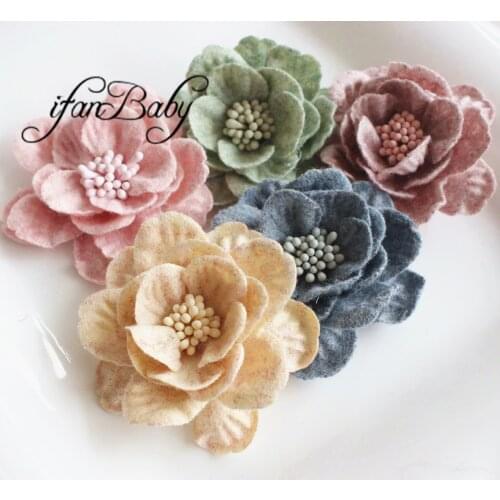 Decoration Artificial Craft Leather Flowers For Kids Girl Hair Accessories