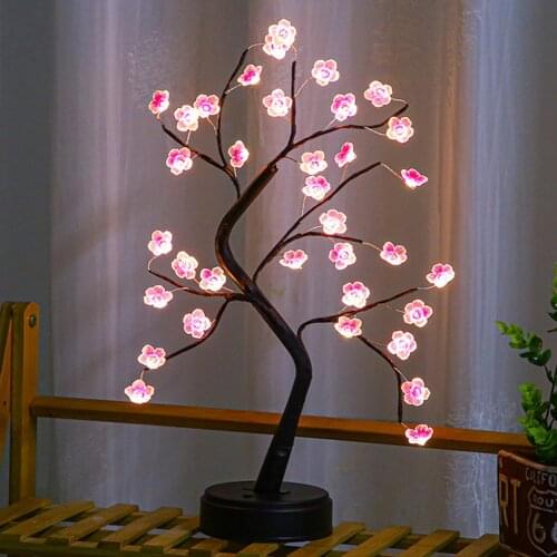 HX006 Tree Lamp Led Warm Light Cherry Blossoms Copper Tree Lamp Small Desk Lamp Festival Decoration Tree Lamp