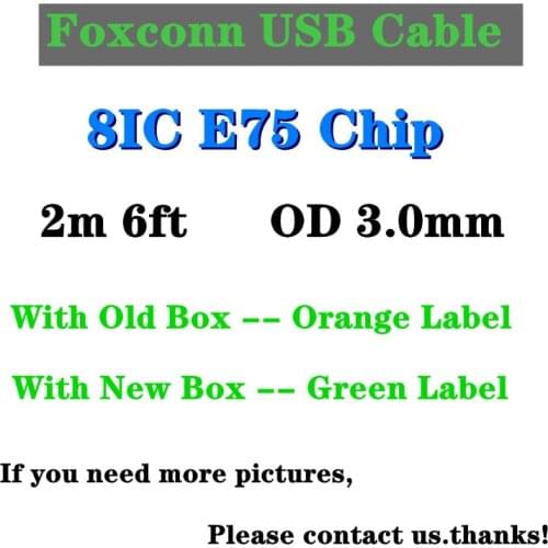 10pcs/lot 100% Original 2m 6ft Foxconn 8ic E75 Chip Data USB Charging Cable For i12 XS Max XR 8 7 Plus 6S 5S SE Charger Cable